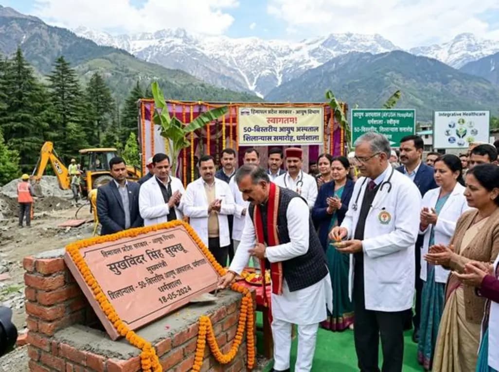 Sukhu Lays Foundation for Dharamshala's AYUSH Hospital