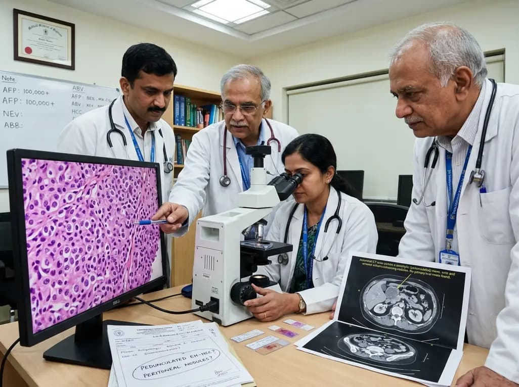 Diagnostic Challenges of Pedunculated Extrahepatic HCC Presenting with Peritoneal Dissemination