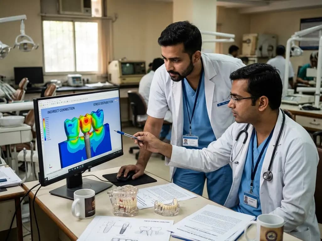 Load Distribution in Screw-Retained Fixed Dental Prostheses: Direct vs Indirect Implant-Abutment Connections