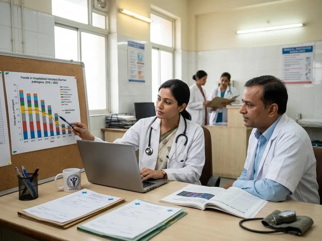 National Trends in Pathogen-Specific Diagnoses and Outcomes for Infectious Diarrhea Hospitalizations