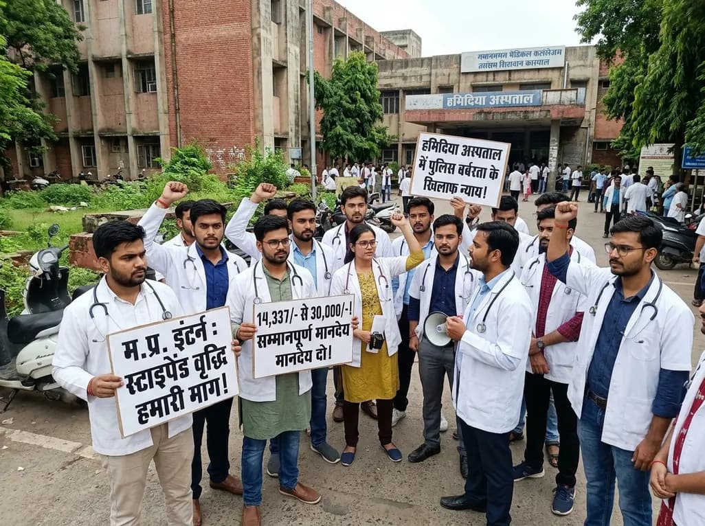 MP Medical Interns Protest in Bhopal Demanding Stipend Hike