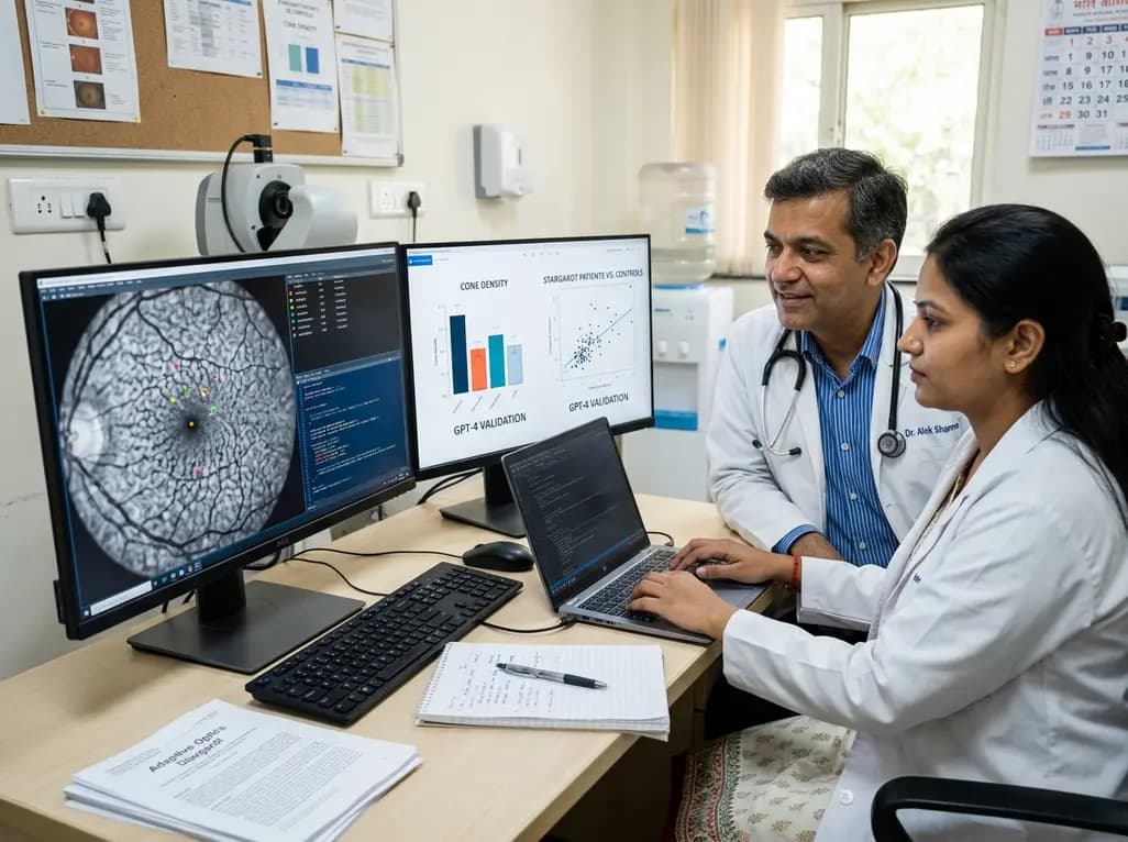 Adaptive Optics Image Analysis Using Generative AI (GPT-4) Scripting: Advancing Retinal Biomarkers