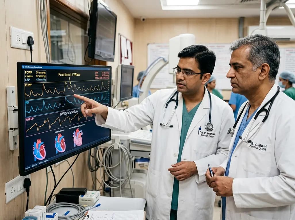 Prominent V Waves and Right Ventricular Afterload in HFpEF: Clinical and Hemodynamic Insights
