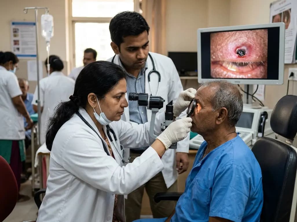 Early Identification of Ecthyma Gangrenosum on the Eyelid Margin: Sparing Surgical Debridement